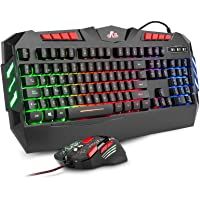 Rii RK900+ Teclado Gaming con sensibilidad mecánica Completo-Combo de Teclado y ratón con Cable-Diseño Gaming Multicolor…